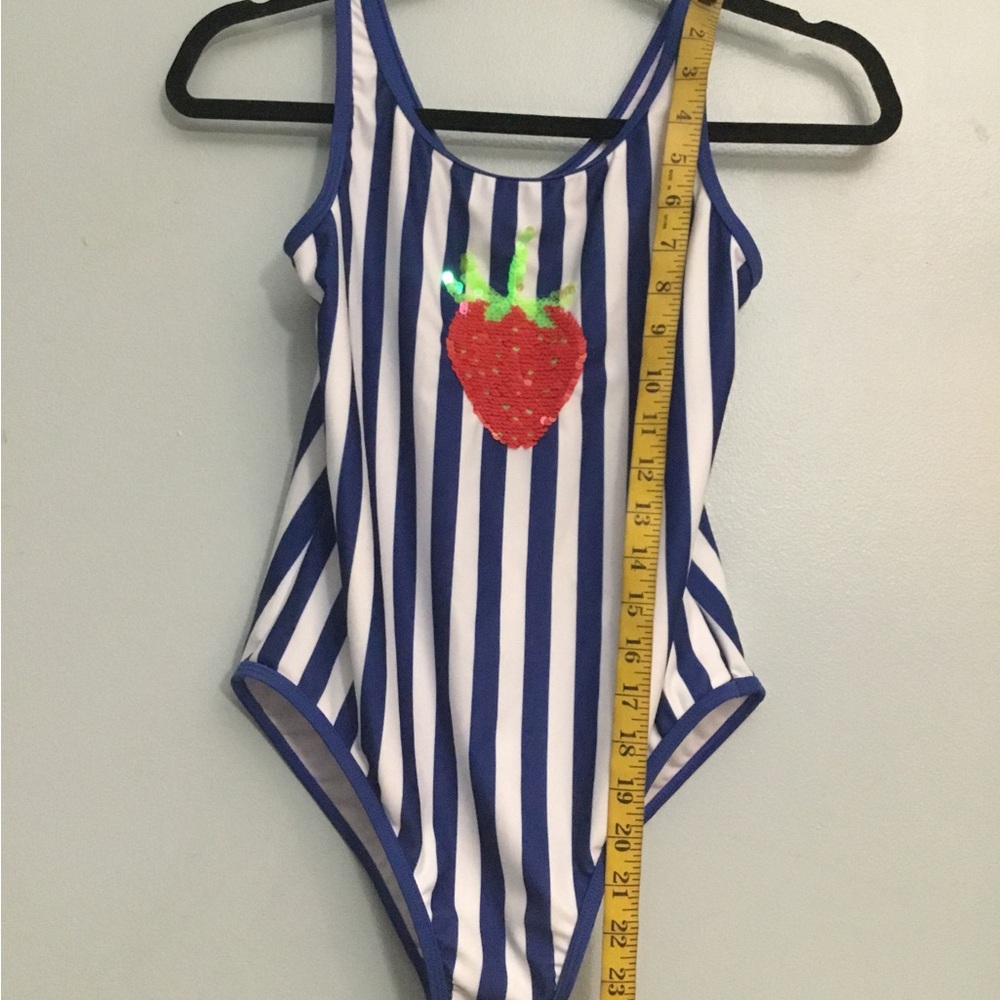 wonder nation Blue and White Swimsuit with Sequin Accent